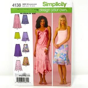 Uncut Simplicity 4138 Size 8 10 12 14 16 Skirt Pattern -Design your own